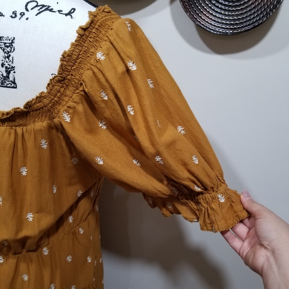 OLD NAVY Boho Off Shoulder Dress Color Ocher SIZE L TALL. - Picture 11 of 17
